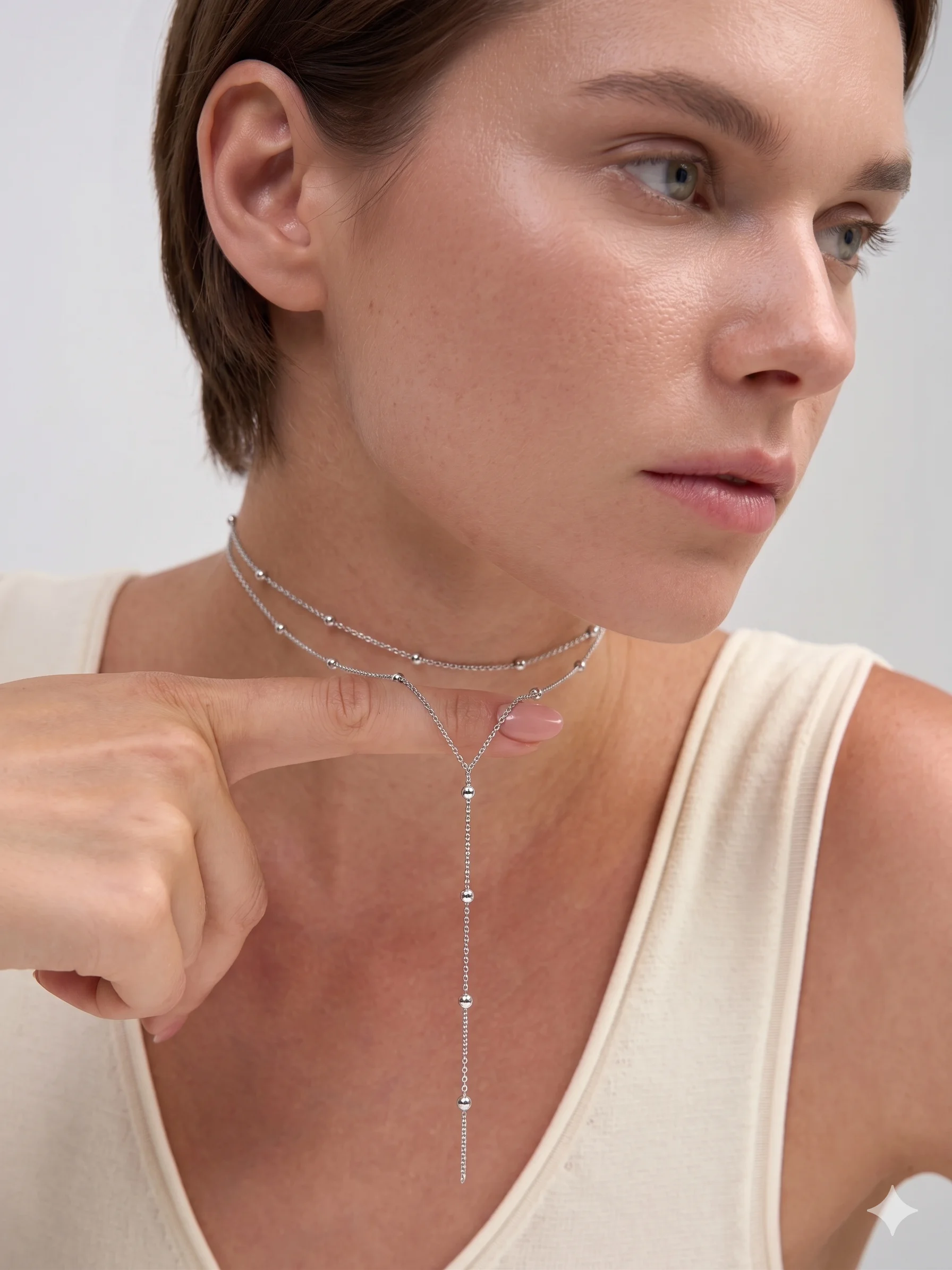 Layered Beaded Lariat Necklace